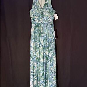 Adrianna Papell Green and Blue Floral Maxi Dress